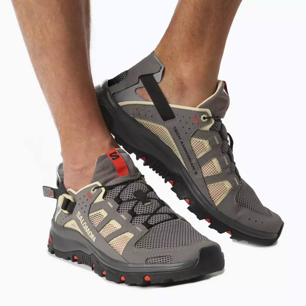 Кроссовки мужские Salomon Techamphibian 5 pewter/moth/fiery red