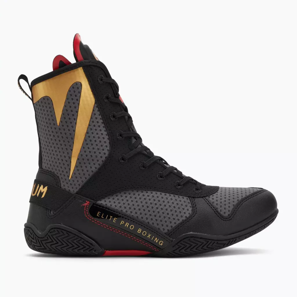 Боксёрки Venum Elite Boxing stom grey/gold logo