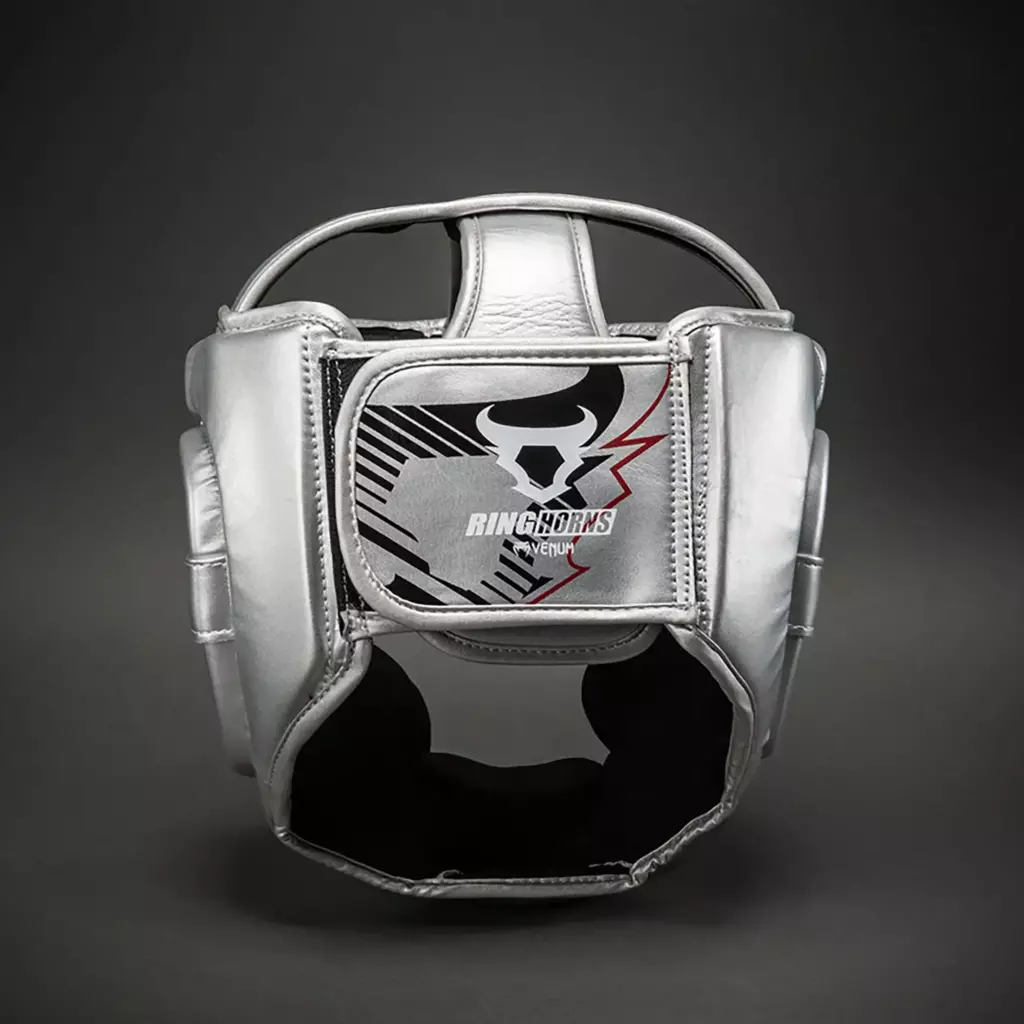 Боксёрский шлем Venum Ringhorns Charger Headgear silver/black
