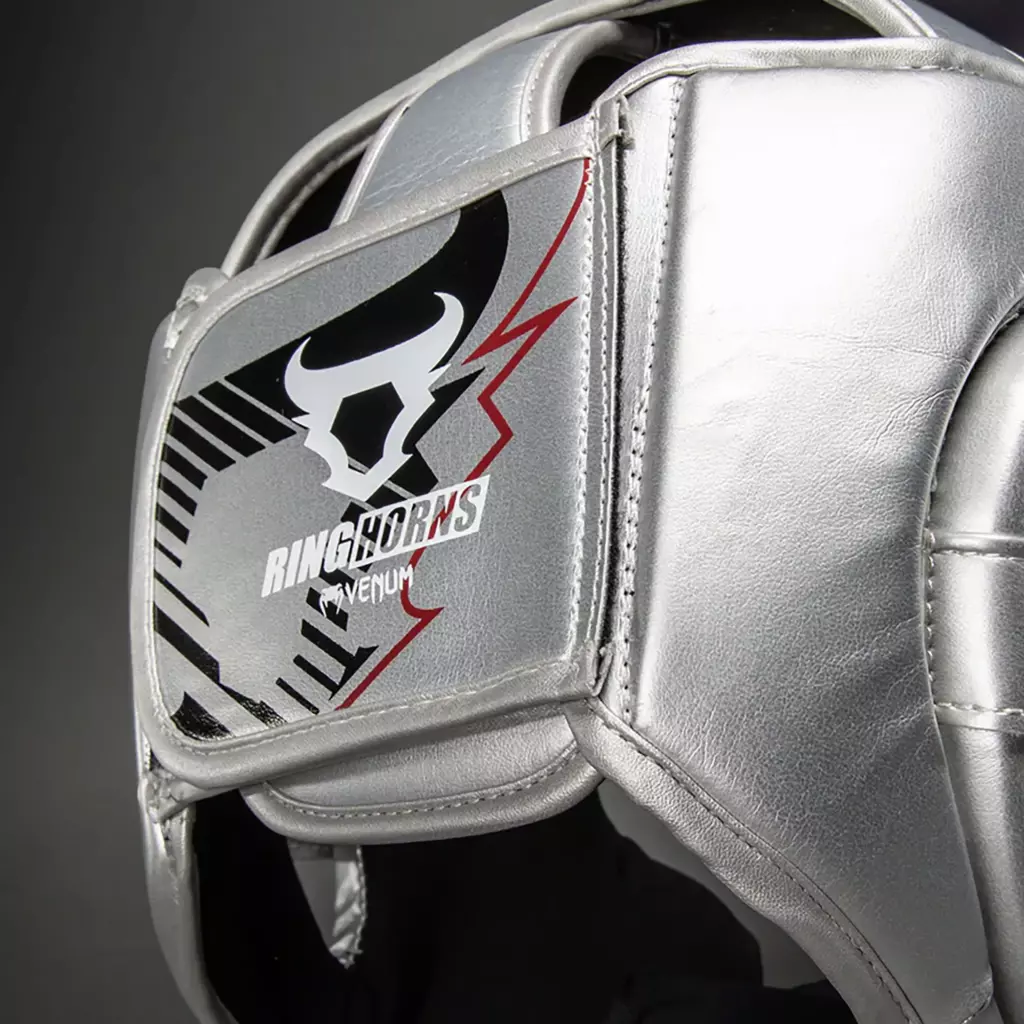 Боксёрский шлем Venum Ringhorns Charger Headgear silver/black