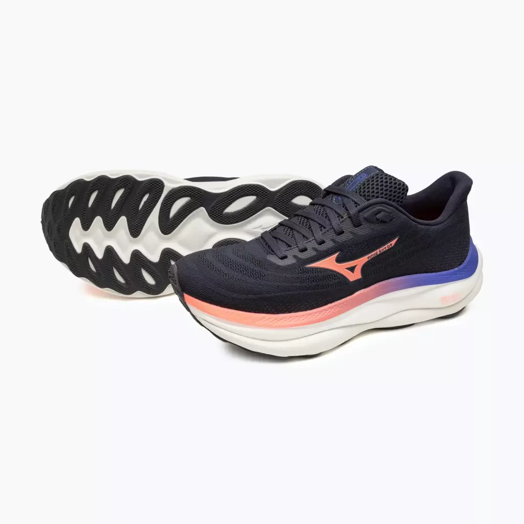 Женские Кроссовки для бега Mizuno Wave Sky 9 odyssey gray/striking coral/iris bloom