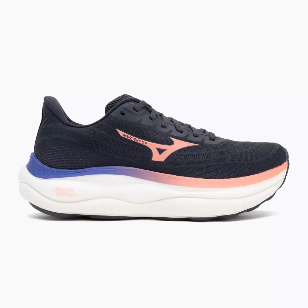 Женские Кроссовки для бега Mizuno Wave Sky 9 odyssey gray/striking coral/iris bloom