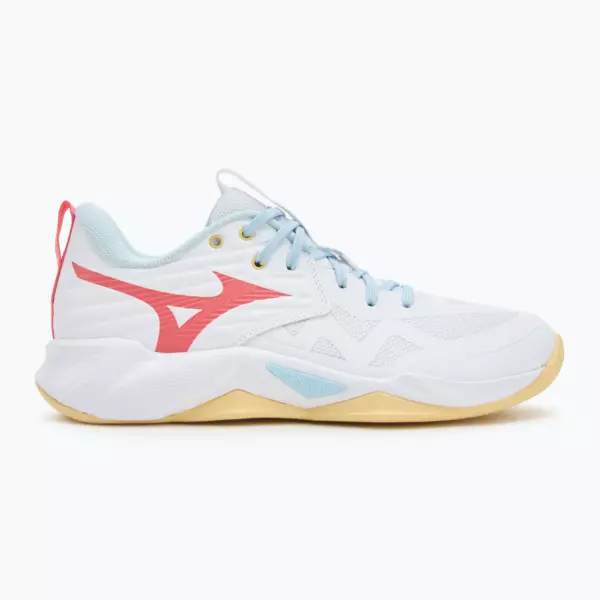 Кроссовки волейбольные Mizuno Wave Momentum Pro white/calypso coral/pale banan