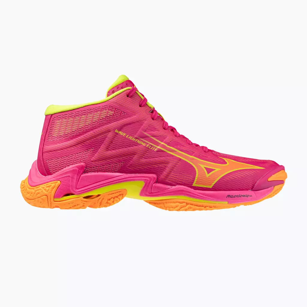 Кроссовки волейбольные Mizuno Wave Lightning Elite Mid pink tetra/fortune yellow/light