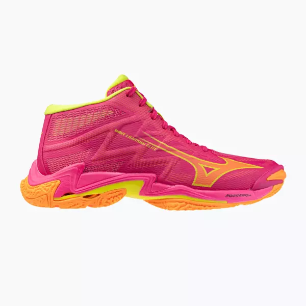 Кроссовки волейбольные Mizuno Wave Lightning Elite Mid pink tetra/fortune yellow/light