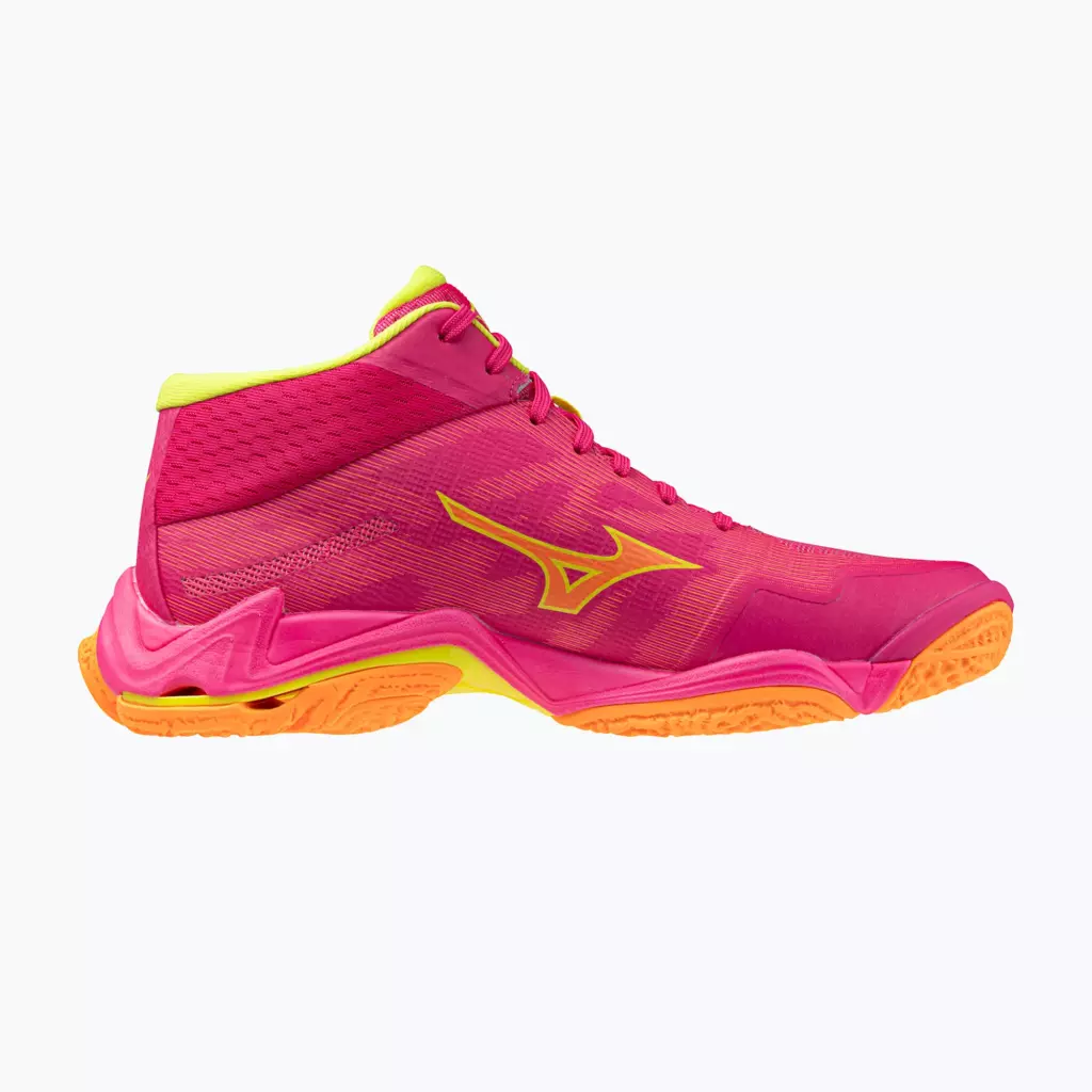 Кроссовки волейбольные Mizuno Wave Lightning Elite Mid pink tetra/fortune yellow/light