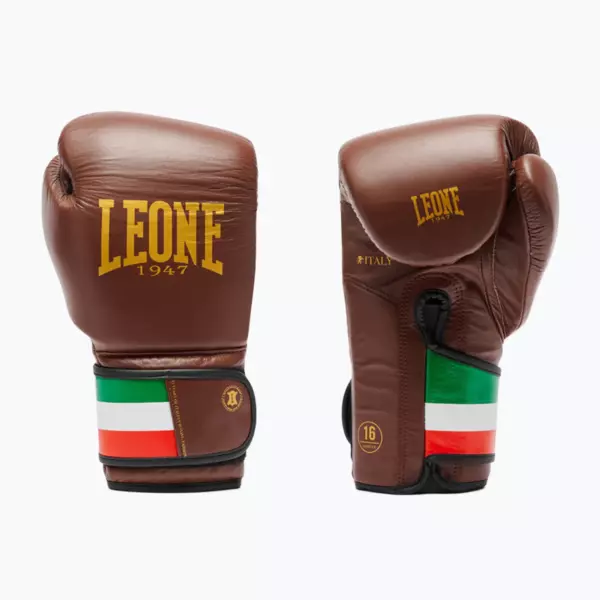 Боксёрские перчатки LEONE 1947 Italy '47 black/white/brown