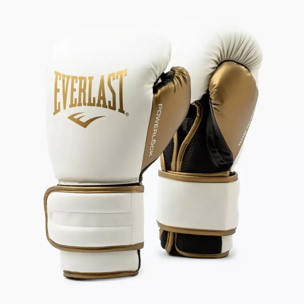 Боксёрские перчатки Everlast Powerlock 2 white/gold