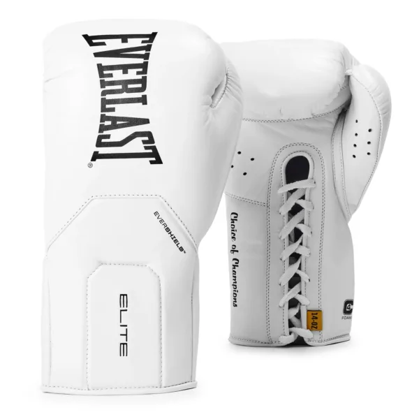 Боксёрские перчатки Everlast Elite Pro Leather Lace Up - White