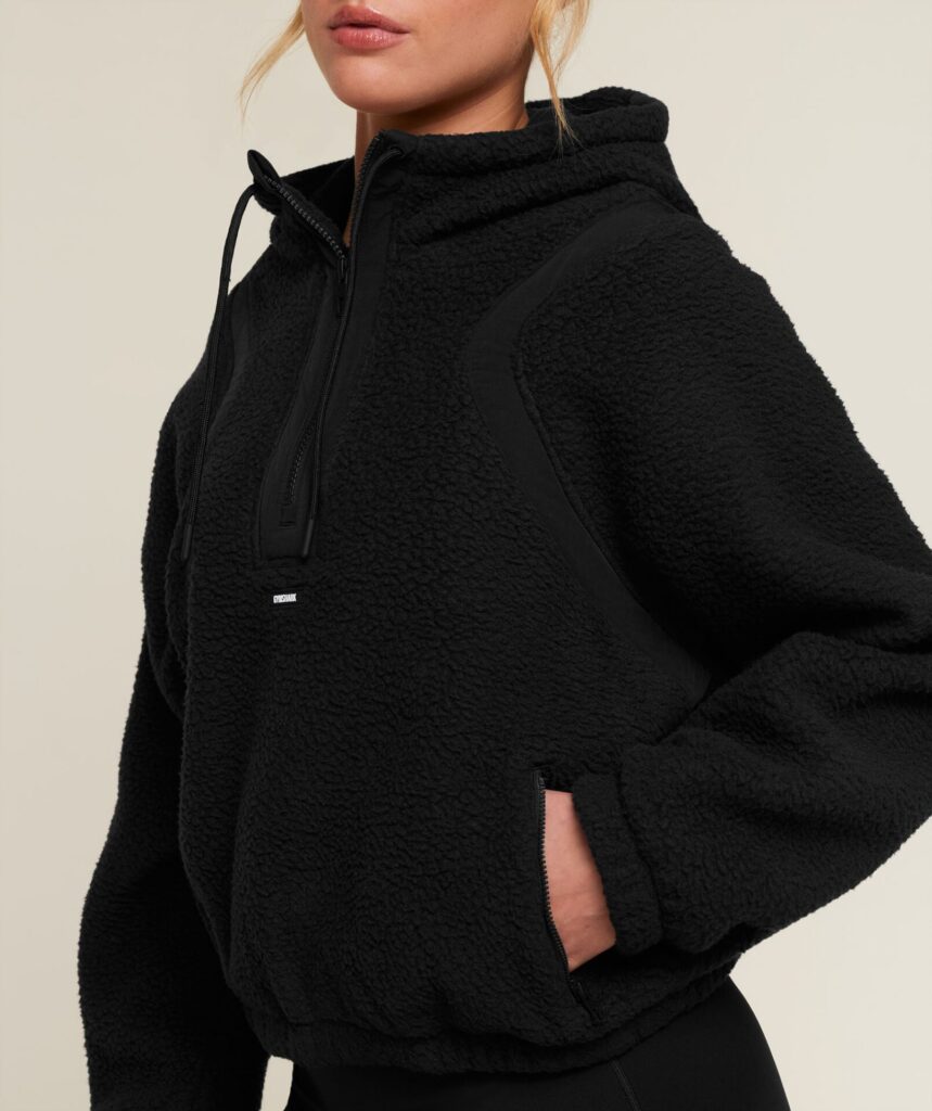 Куртка Gymshark Sherpa 1/4 Zip - Black