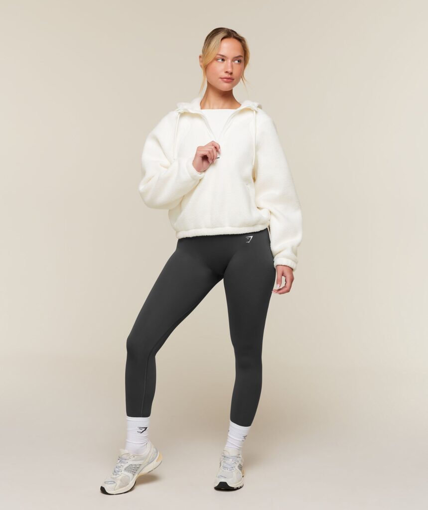 Куртка Gymshark Sherpa 1/4 Zip - Soft White