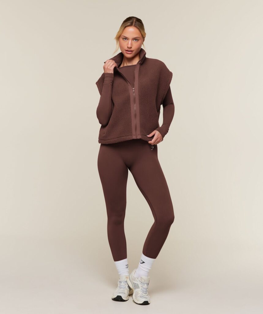 Куртка Gymshark Sherpa Gilet - Espresso Brown