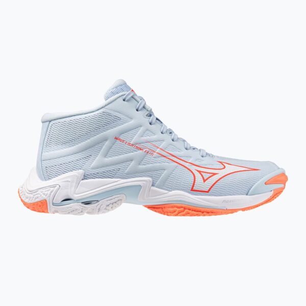 Женские волейбольные кроссовки Mizuno Wave Lightning Elite Mid blue finch/whitelava orange
