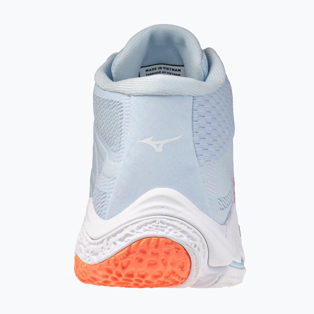 Женские волейбольные кроссовки Mizuno Wave Lightning Elite Mid blue finch/whitelava orange