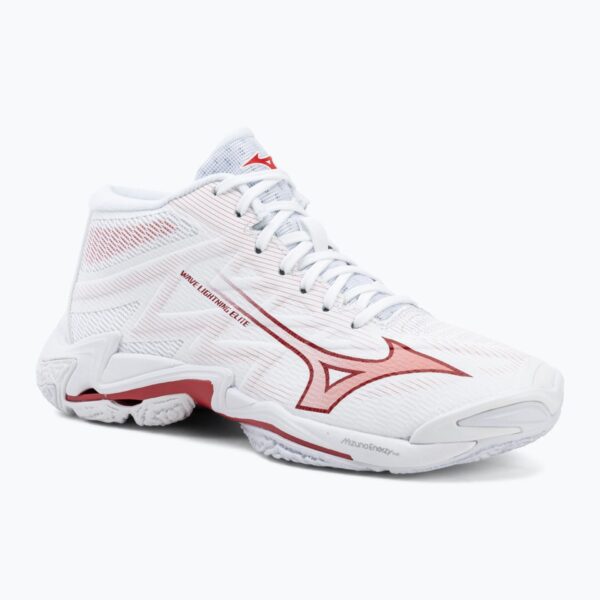 Женские волейбольные кроссовки Mizuno Wave Lightning Elite Mid white/rose elegance/lava falls