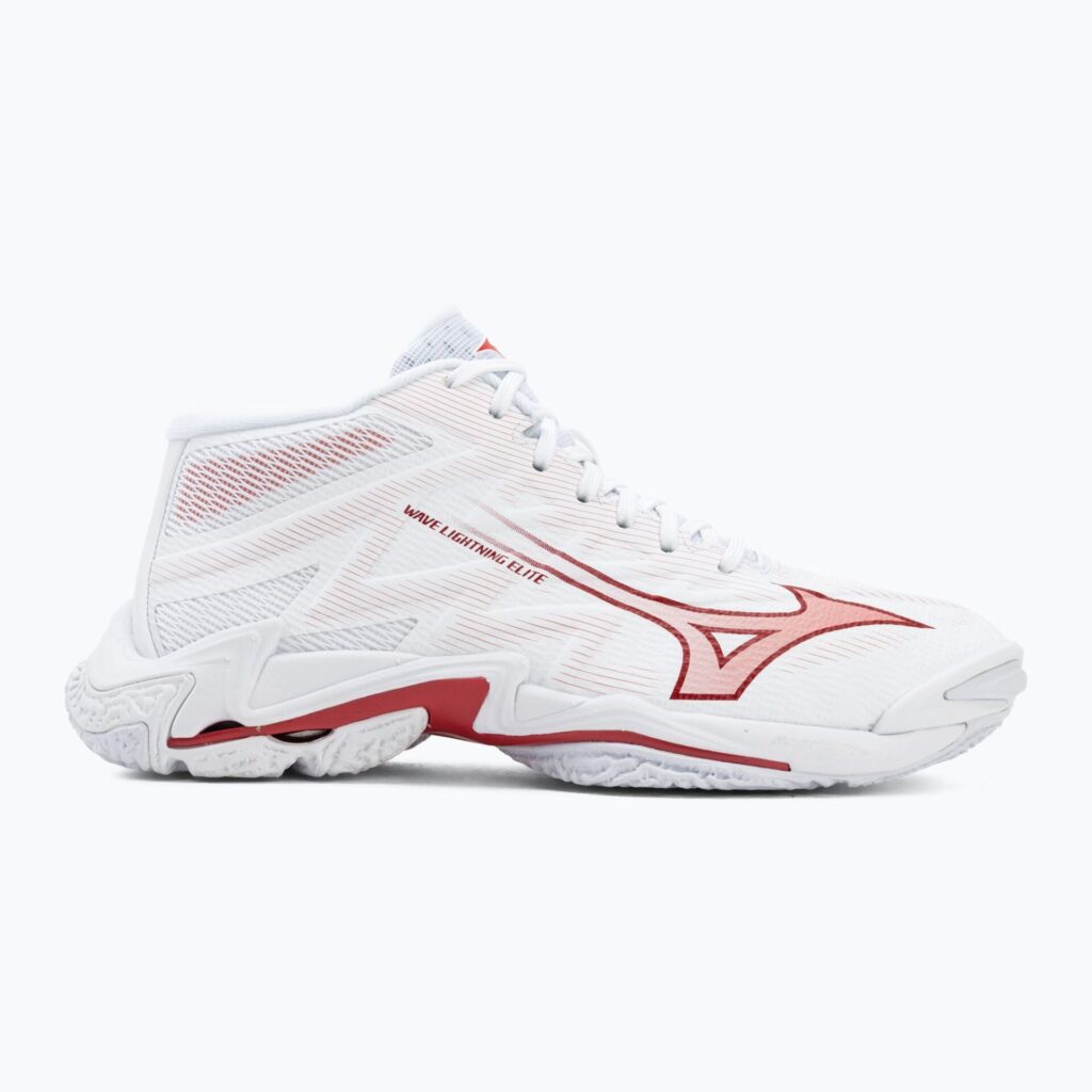 Женские волейбольные кроссовки Mizuno Wave Lightning Elite Mid white/rose elegance/lava falls