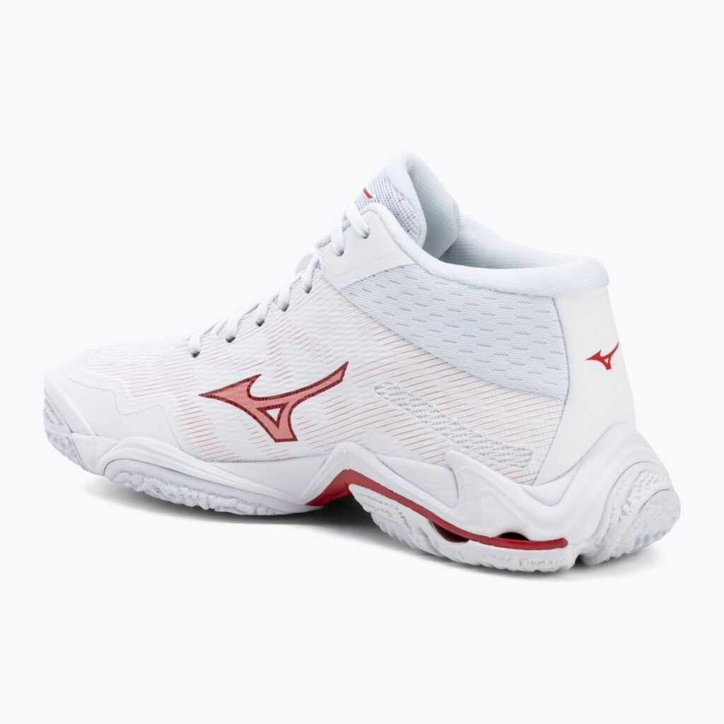 Женские волейбольные кроссовки Mizuno Wave Lightning Elite Mid white/rose elegance/lava falls