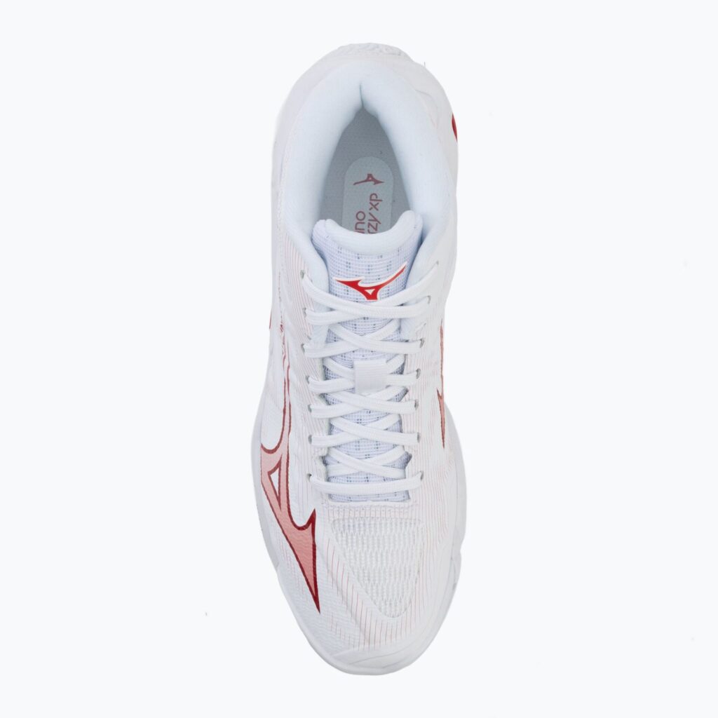 Женские волейбольные кроссовки Mizuno Wave Lightning Elite Mid white/rose elegance/lava falls