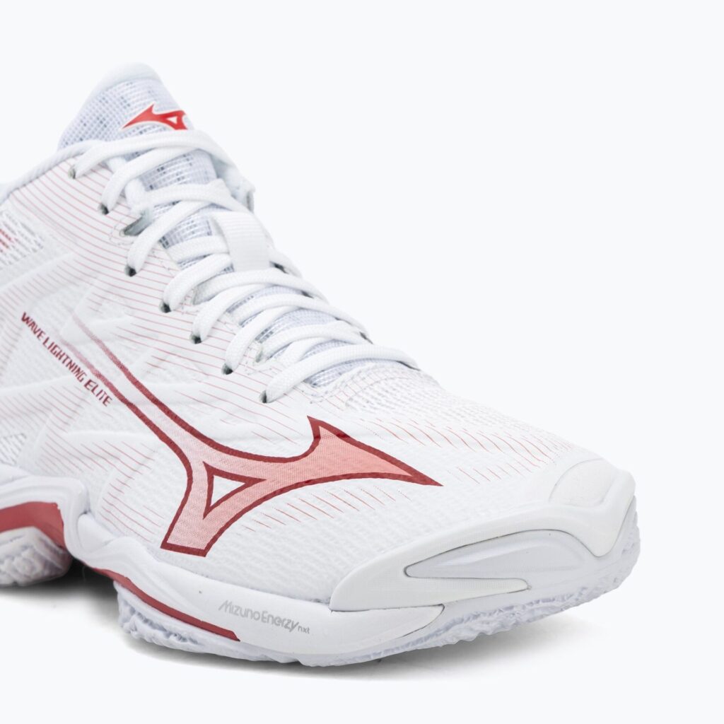 Женские волейбольные кроссовки Mizuno Wave Lightning Elite Mid white/rose elegance/lava falls
