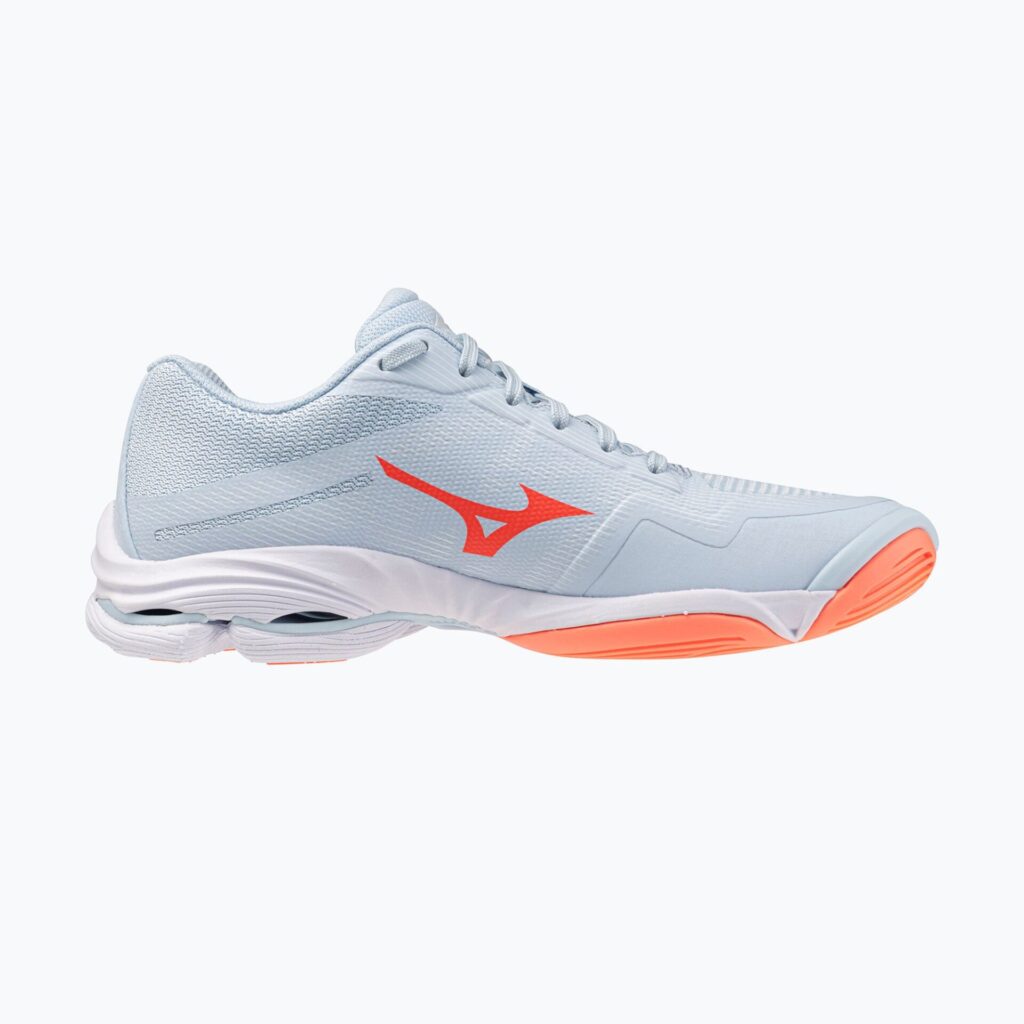 Женские волейбольные кроссовки Mizuno Wave Lightning Pro blue finch/lava orange/flamingo coral