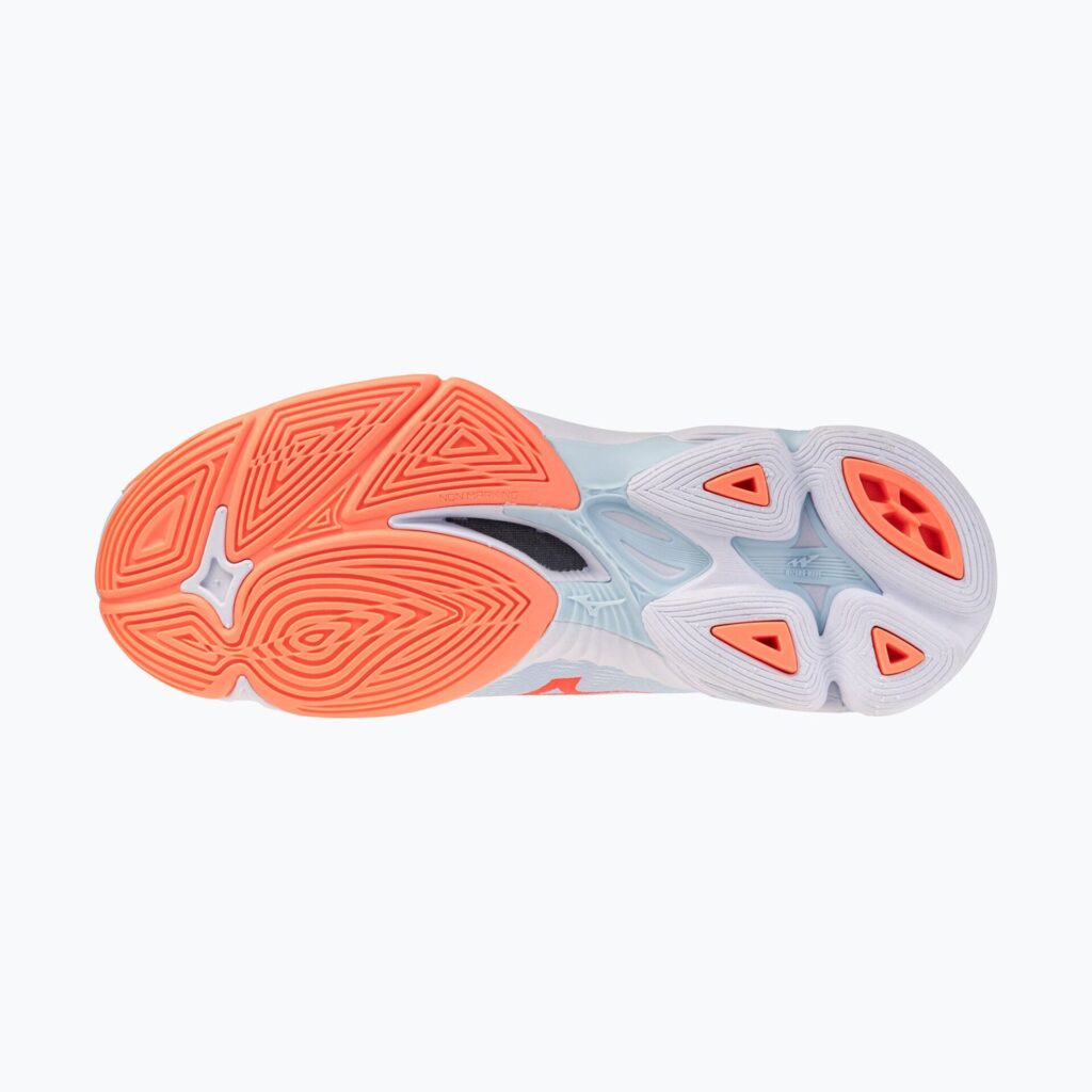 Женские волейбольные кроссовки Mizuno Wave Lightning Pro blue finch/lava orange/flamingo coral