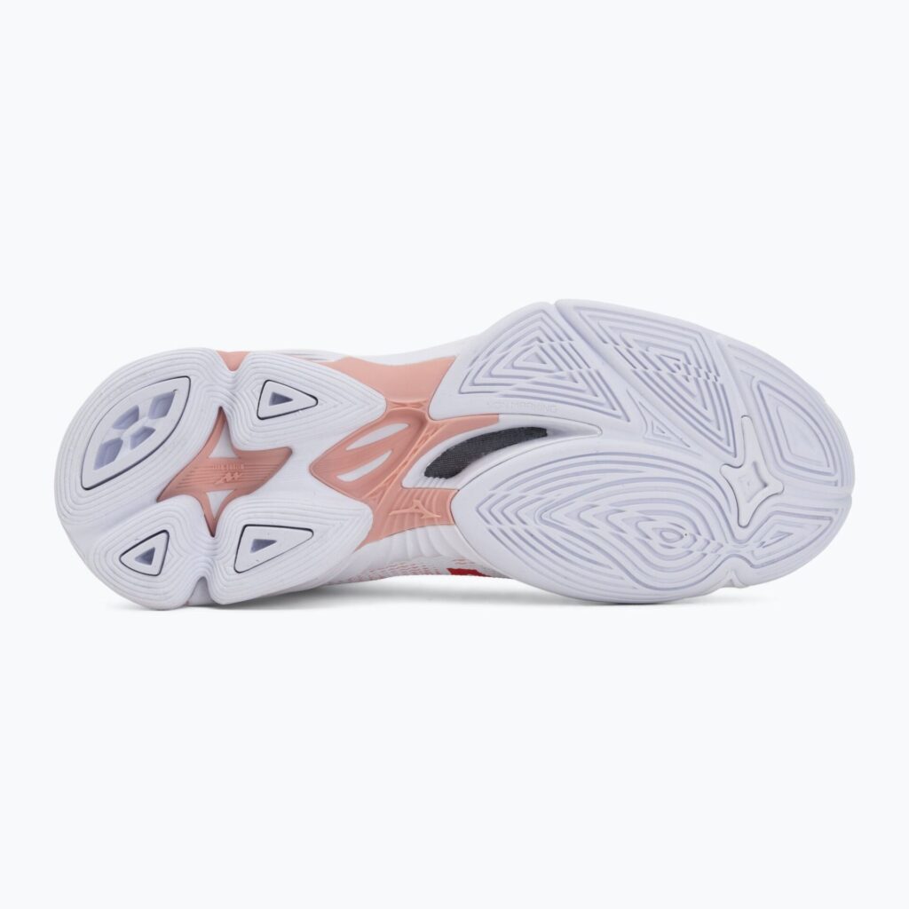Женские волейбольные кроссовки Mizuno Wave Lightning Pro Mid white/rose elegance/lava falls