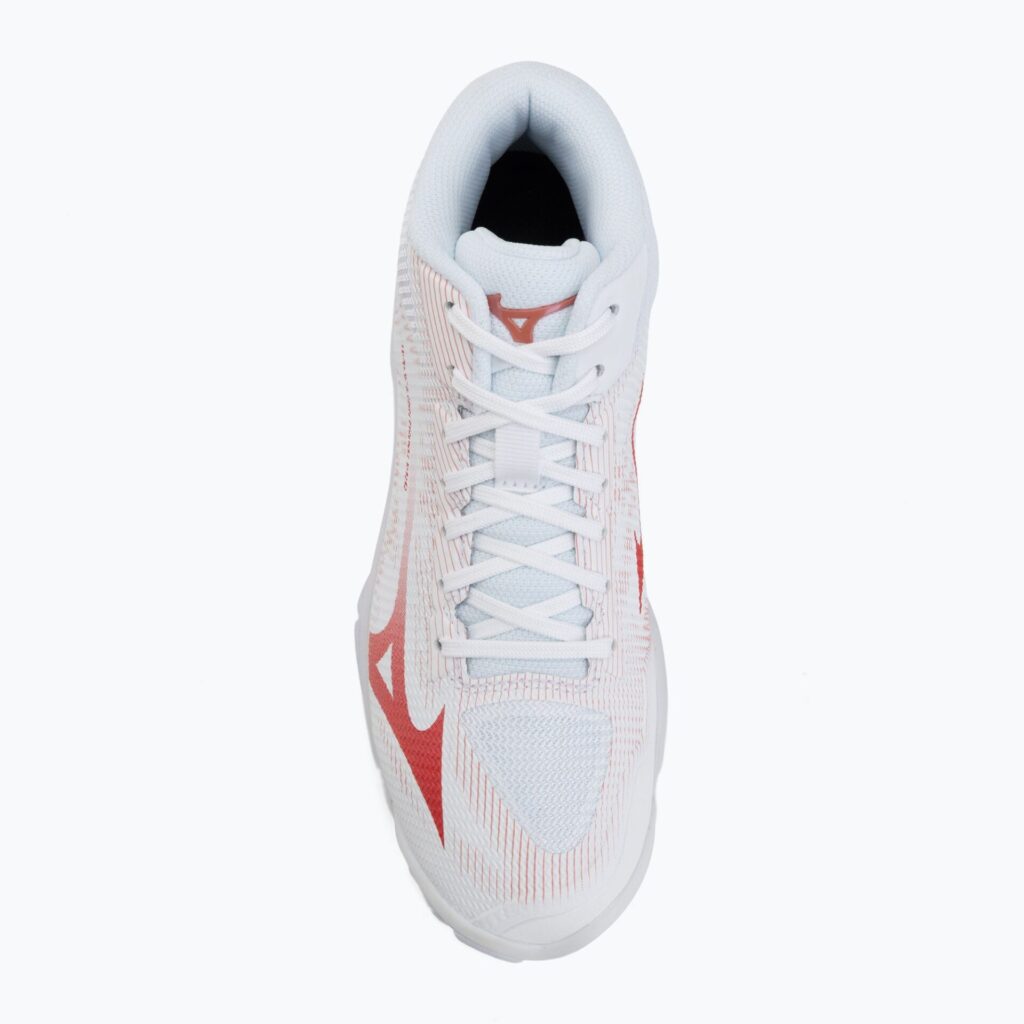 Женские волейбольные кроссовки Mizuno Wave Lightning Pro Mid white/rose elegance/lava falls