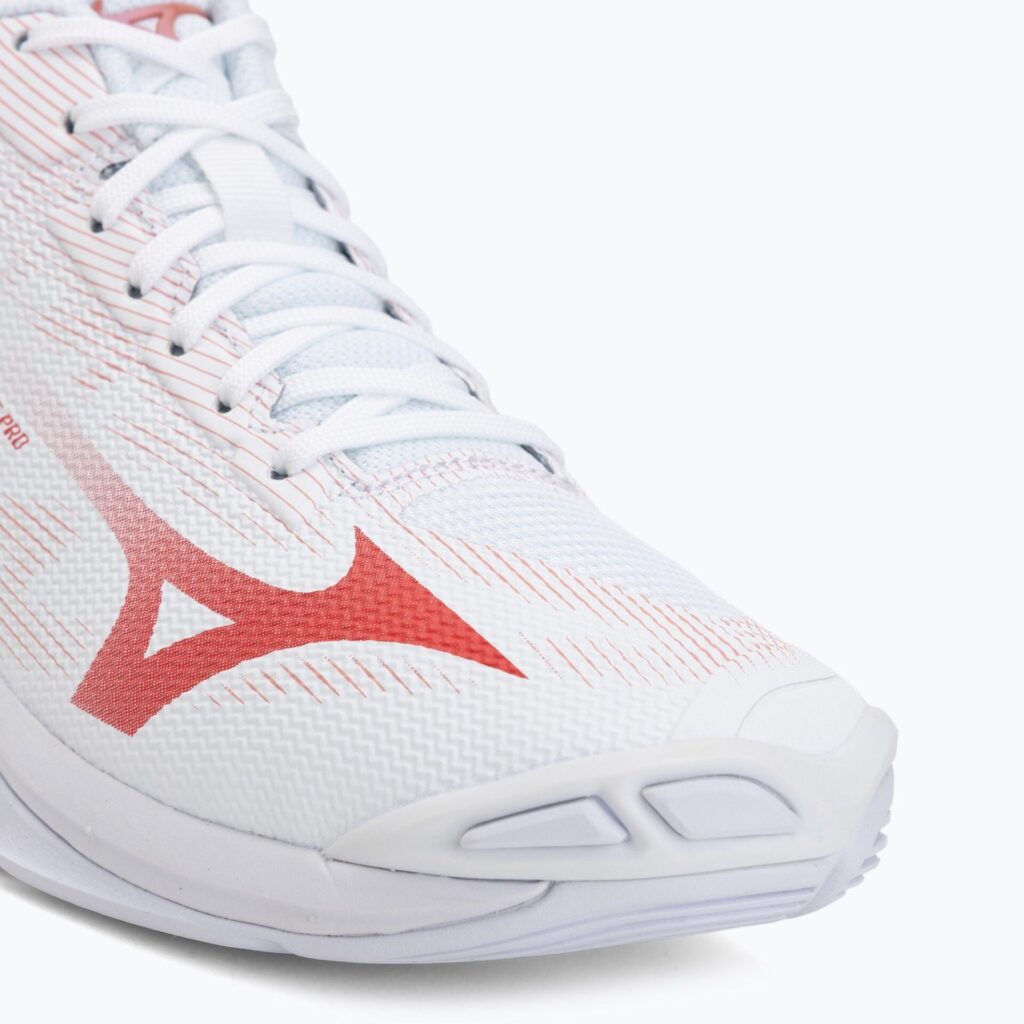 Женские волейбольные кроссовки Mizuno Wave Lightning Pro Mid white/rose elegance/lava falls