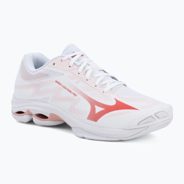 Женские волейбольные кроссовки Mizuno Wave Lightning Pro white/rose elegance/lava falls
