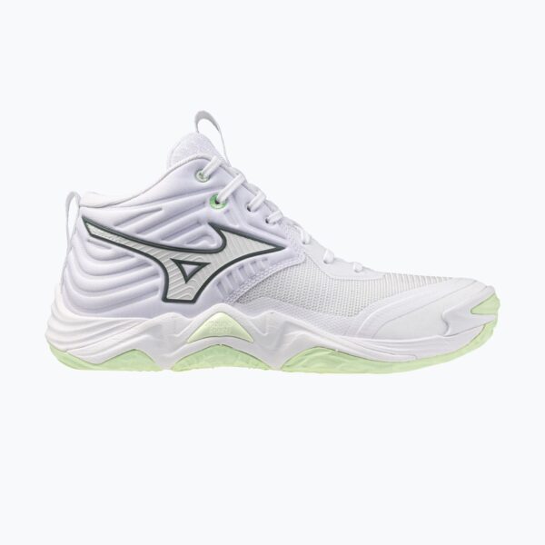 Женские волейбольные кроссовки Mizuno Wave Momentum Elite Mid white/balsam green/ambrosia