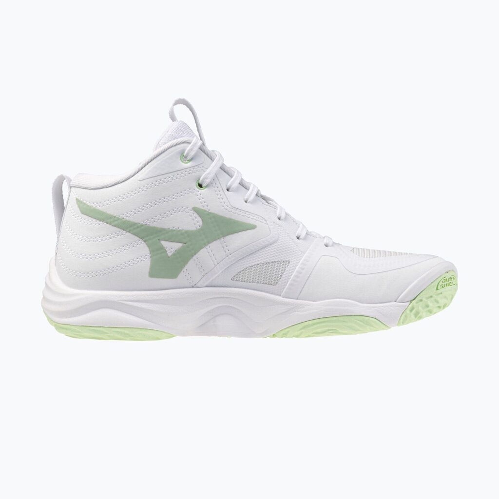 Женские волейбольные кроссовки Mizuno Wave Momentum Elite Mid white/balsam green/ambrosia