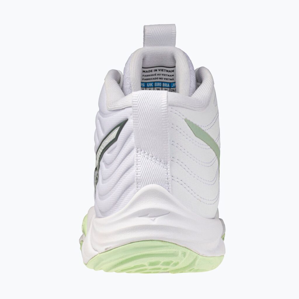 Женские волейбольные кроссовки Mizuno Wave Momentum Elite Mid white/balsam green/ambrosia