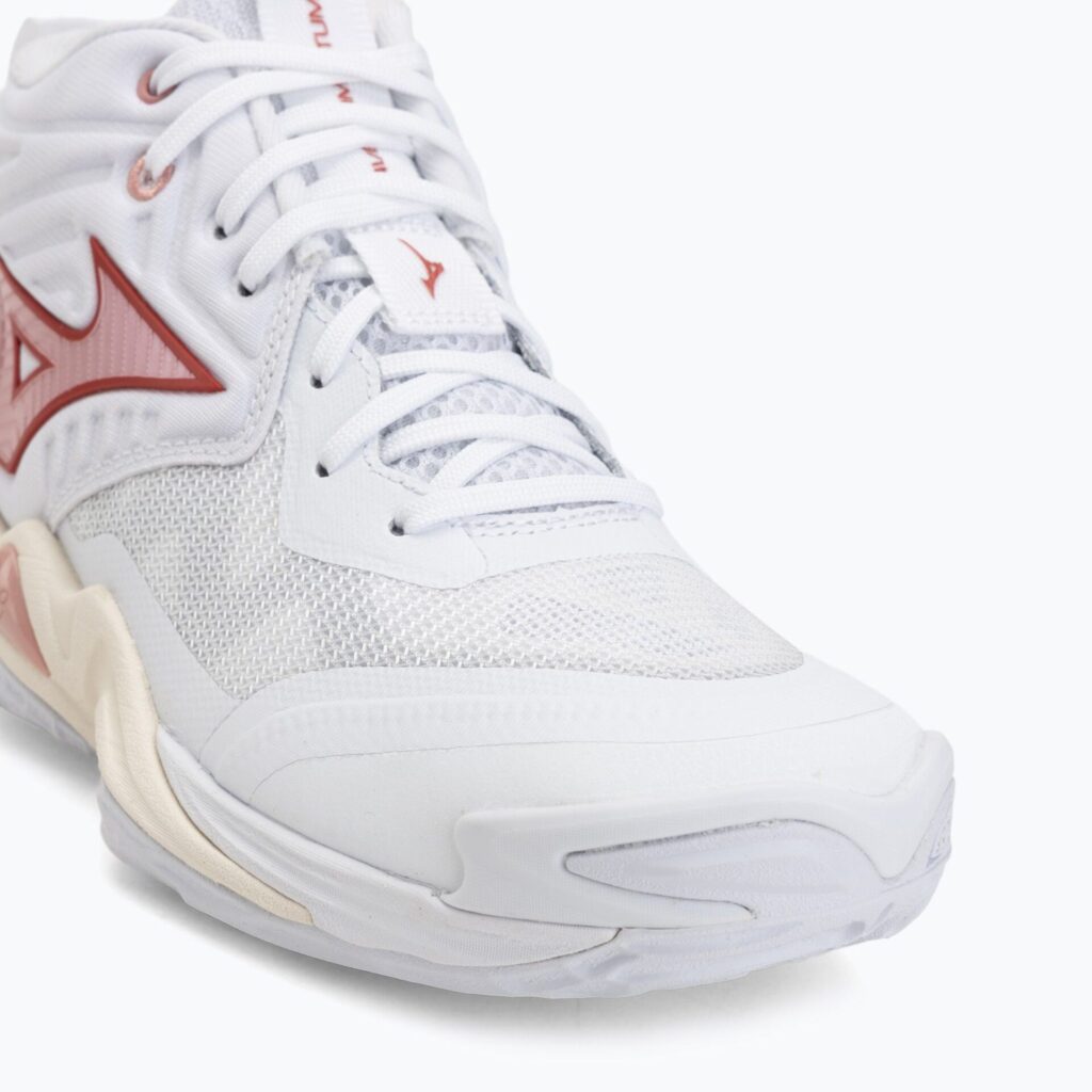 Женские волейбольные кроссовки Mizuno Wave Momentum Elite Mid white/rose elegance/lava falls