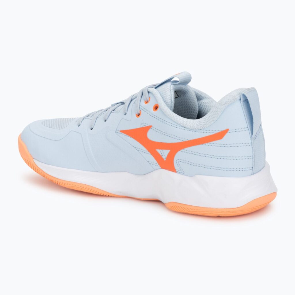 Женские волейбольные кроссовки Mizuno Wave Momentum Pro blue finch/lava orange/flamingo coral
