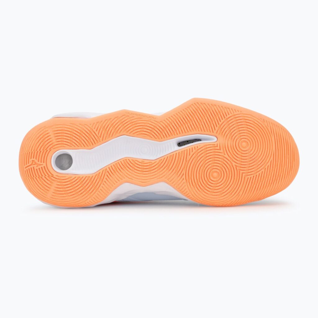 Женские волейбольные кроссовки Mizuno Wave Momentum Pro blue finch/lava orange/flamingo coral