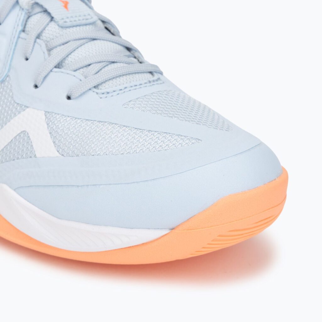 Женские волейбольные кроссовки Mizuno Wave Momentum Pro blue finch/lava orange/flamingo coral