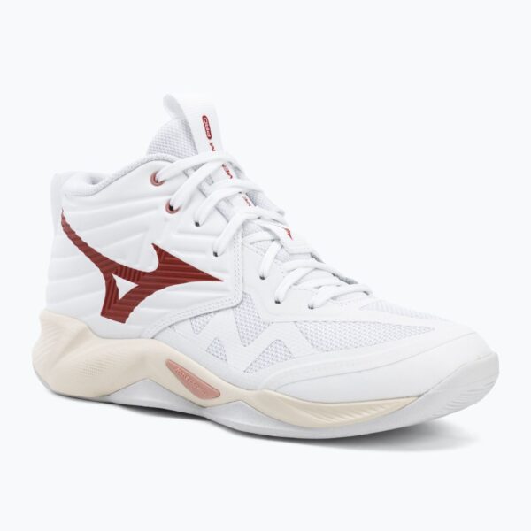 Женские волейбольные кроссовки Mizuno Wave Momentum Pro Mid white/rose elegance/lava falls