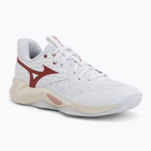 Женские волейбольные кроссовки Mizuno Wave Momentum Pro white/rose elegance/lava falls