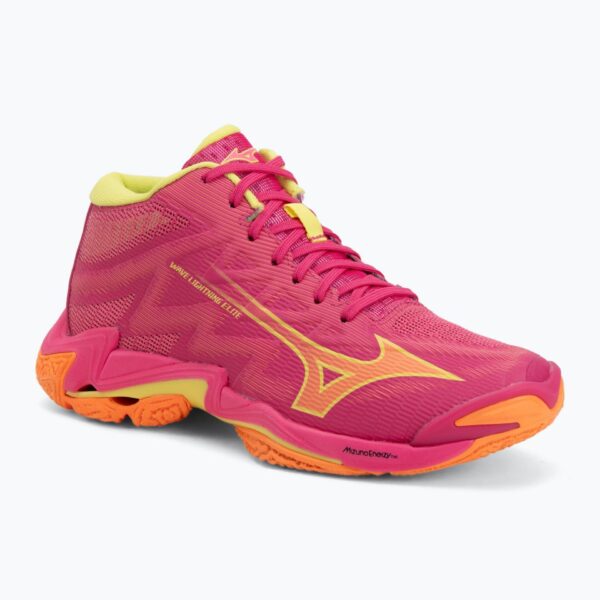 Волейбольные кроссовки MIZUNO Wave Lightning Elite Mid pink tetra/fortune yellow/light