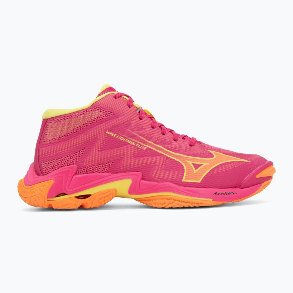 Волейбольные кроссовки MIZUNO Wave Lightning Elite Mid pink tetra/fortune yellow/light