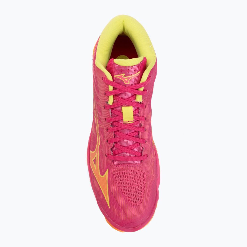 Волейбольные кроссовки MIZUNO Wave Lightning Elite Mid pink tetra/fortune yellow/light