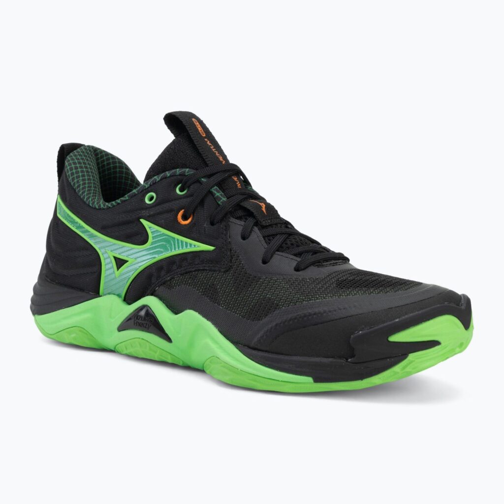 Волейбольные кроссовки Mizuno Wave Momentum Elite black/glowing apple/mandarin orange