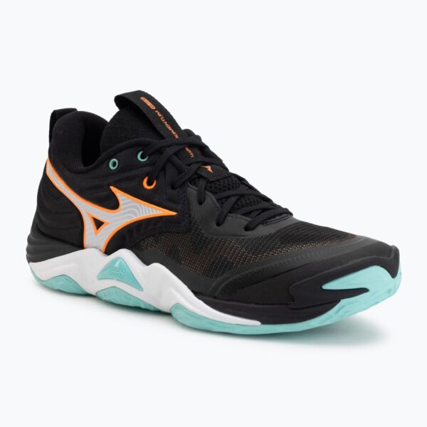 Волейбольные кроссовки Mizuno Wave Momentum Elite black/tangelo/ice green