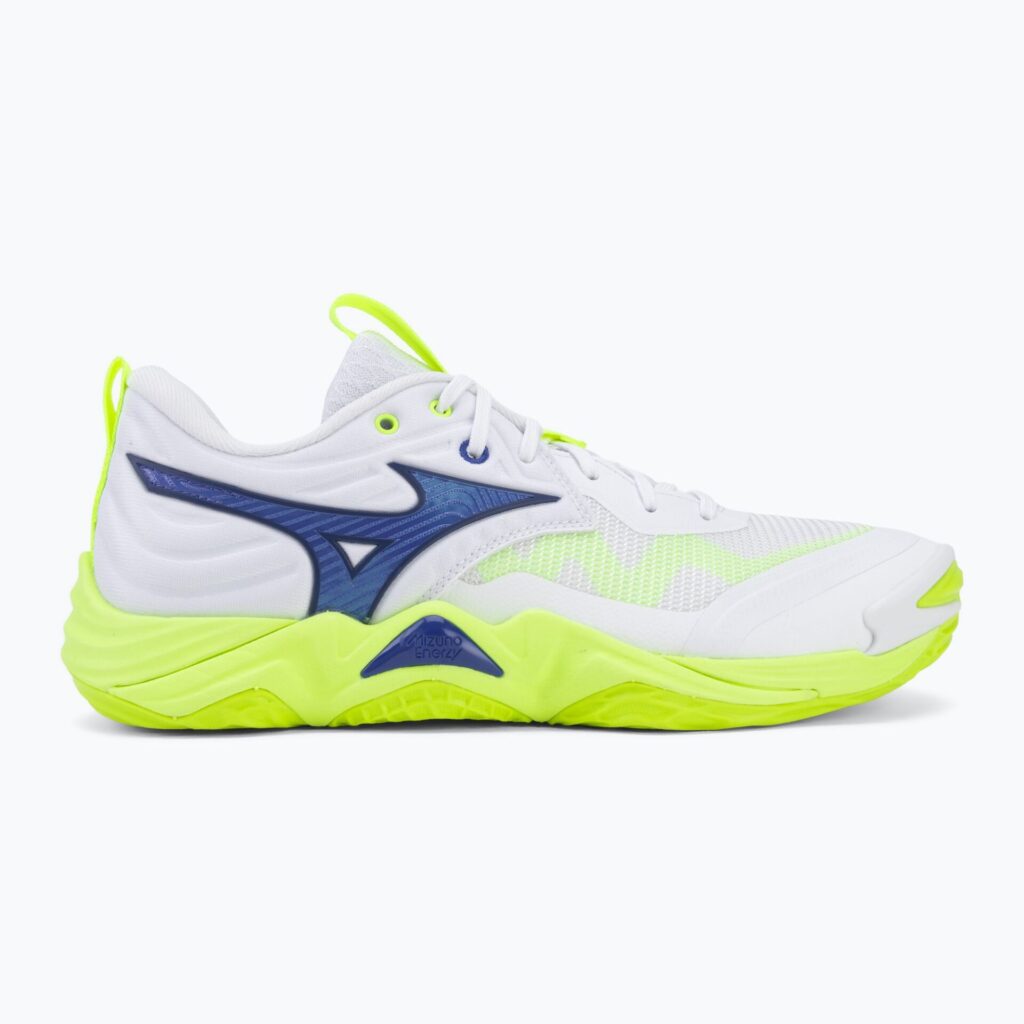 Волейбольные кроссовки Mizuno Wave Momentum Elite white/lightning yellow/dazzling blue