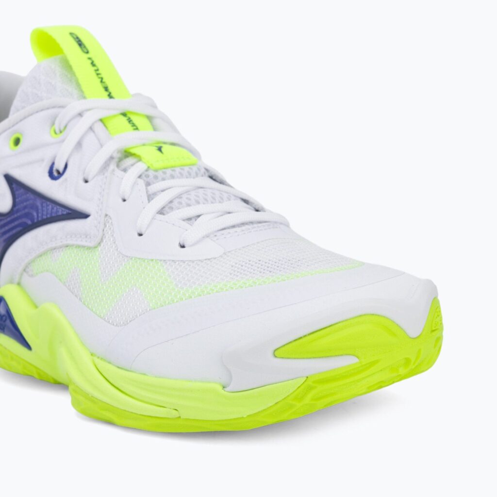 Волейбольные кроссовки Mizuno Wave Momentum Elite white/lightning yellow/dazzling blue