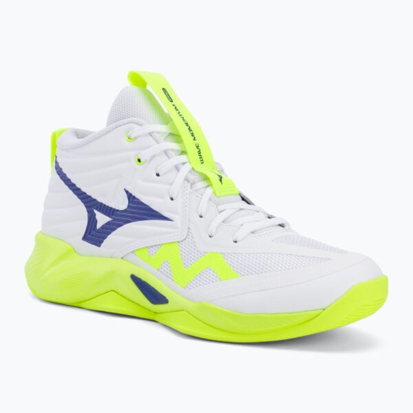 Волейбольные кроссовки Mizuno Wave Momentum Pro Mid white/lightning yellow/dazzling blue