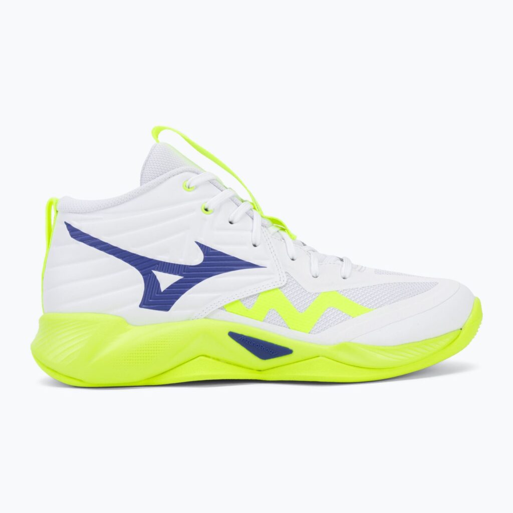 Волейбольные кроссовки Mizuno Wave Momentum Pro Mid white/lightning yellow/dazzling blue
