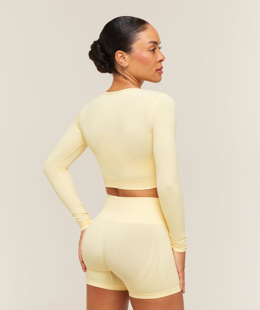 Gymshark Everyday Seamless Long Sleeve Crop Top - Butter Yellow