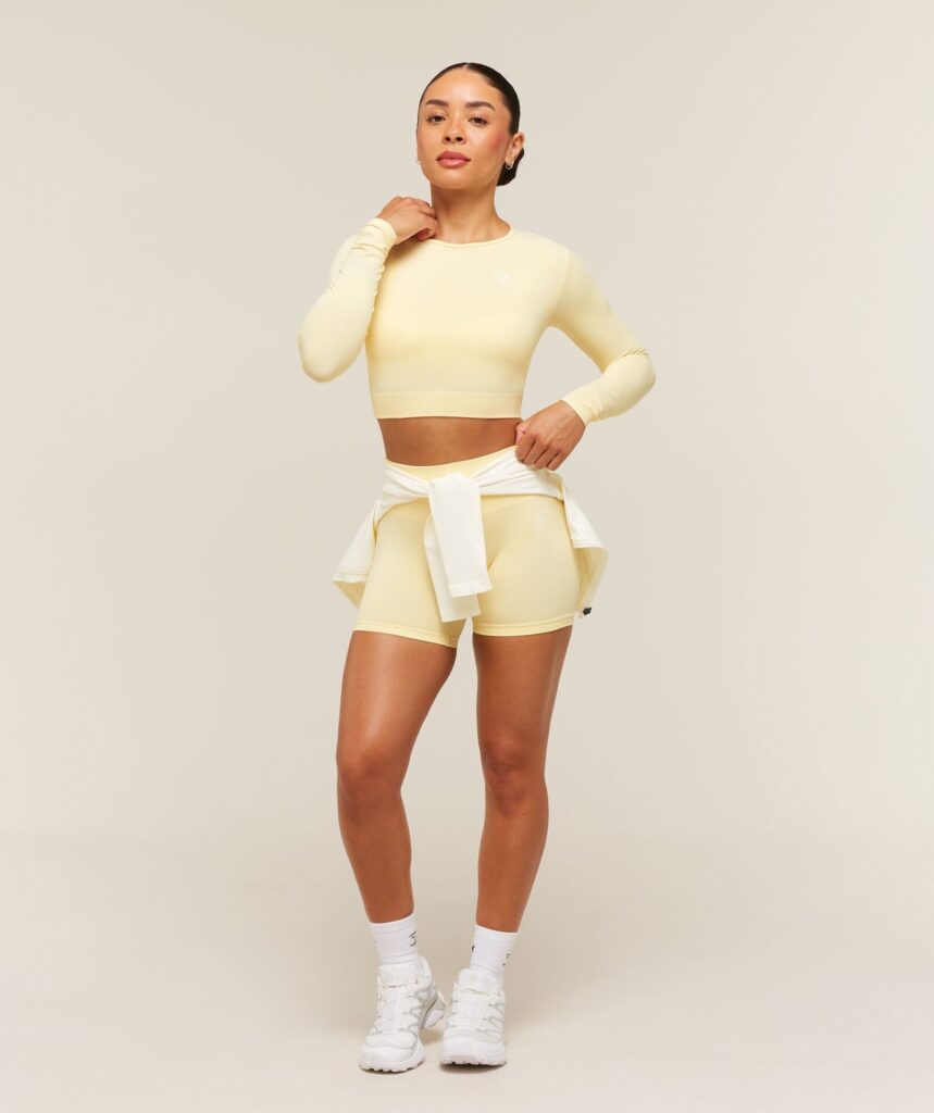 Gymshark Everyday Seamless Long Sleeve Crop Top - Butter Yellow