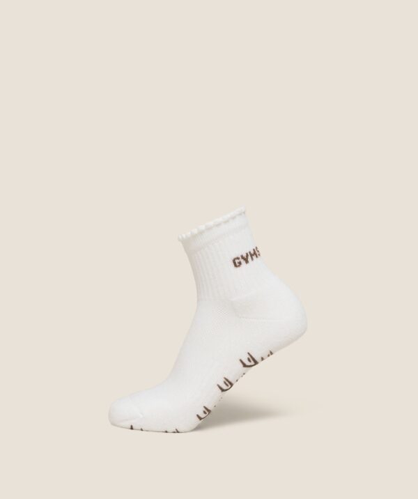 Gymshark Frill Pilates Midi Sock - Soft White/Soft Brown